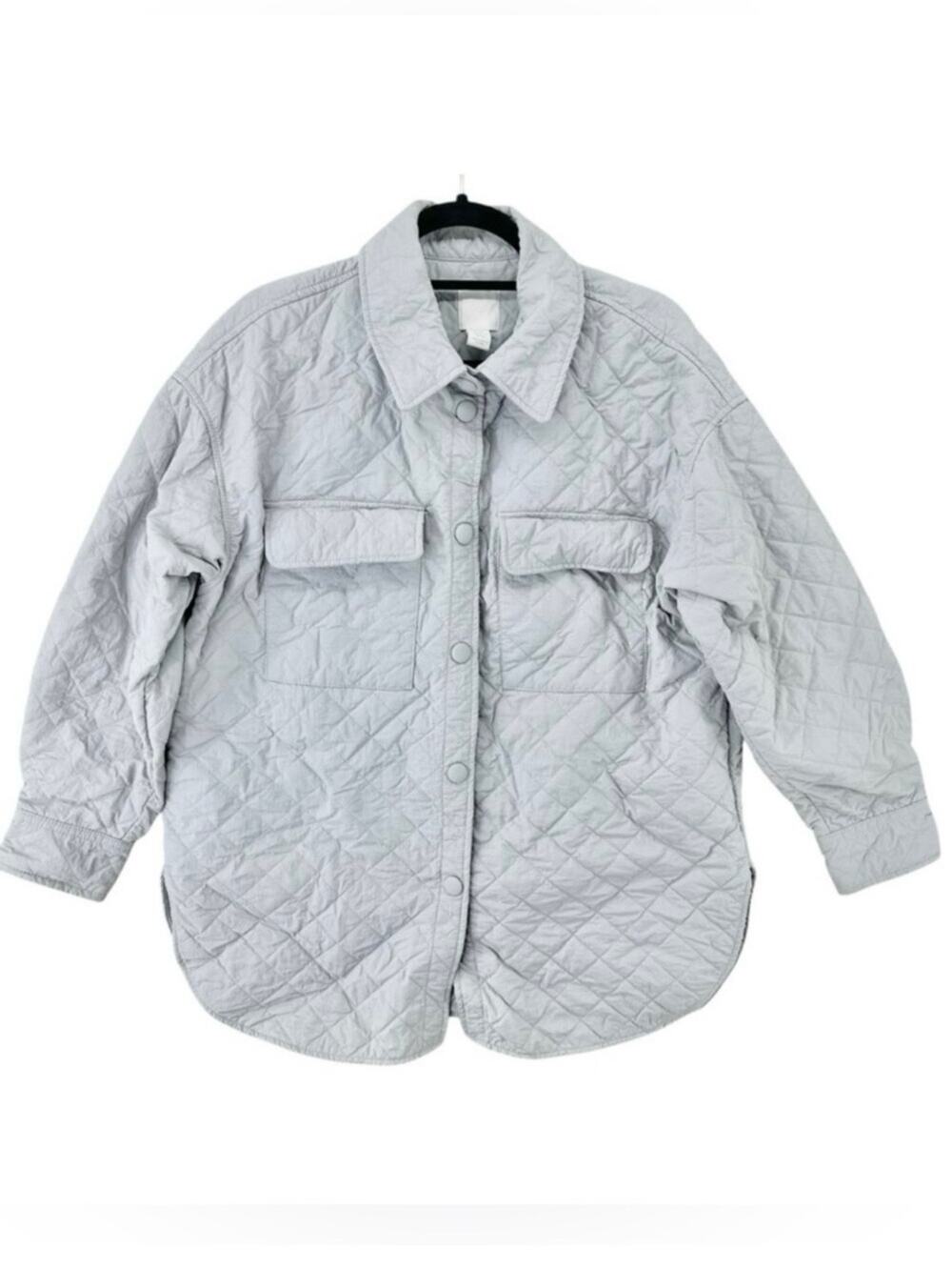 H&M oversized quilted Shacket shirt jacket in gray women’s size medium